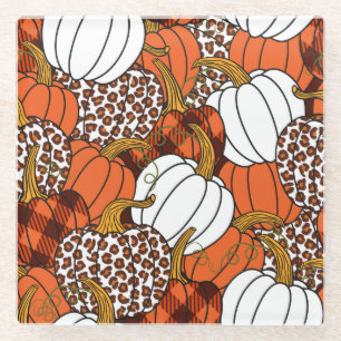 Posavasos De Vidrio Patrón de cosecha de la calabaza de mosaico