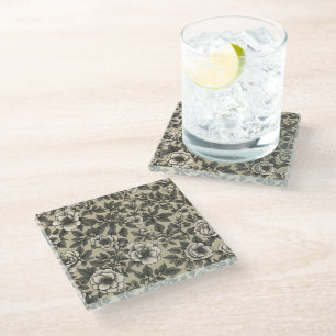 Posavasos De Vidrio Patrón de cosecha floral de Alpenrose