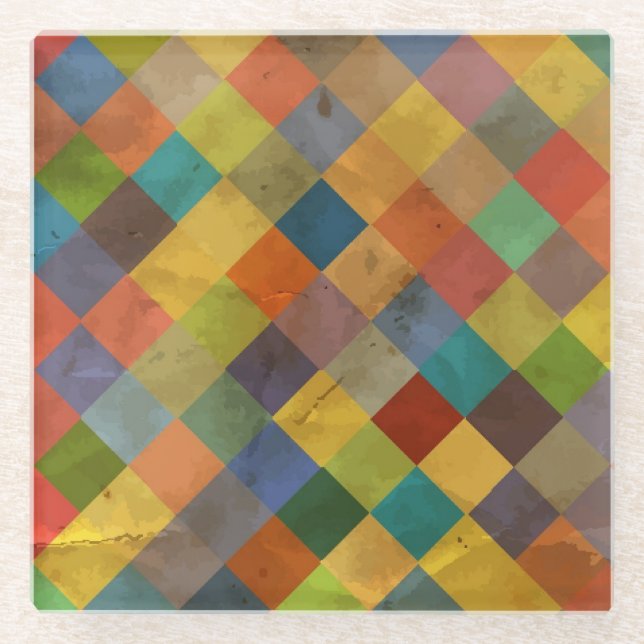 Posavasos De Vidrio Patrón de cosecha. Geométrico. (Anverso)