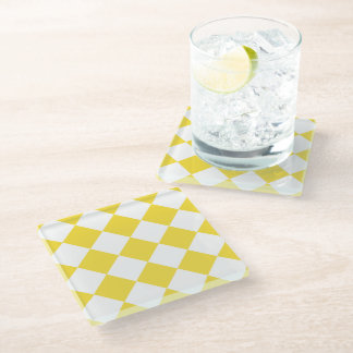 Posavasos De Vidrio Patrón de diamante amarillo mariposa