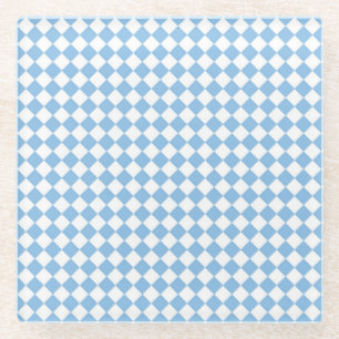 Posavasos De Vidrio Patrón de diamante de cuadros azules y blancos