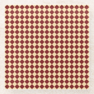 Posavasos De Vidrio Patrón de diamante de cuadros rojos y amarillos