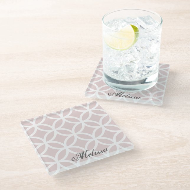 Posavasos De Vidrio Patrón de diamante rosado de montaña de vidrio per (Angular)