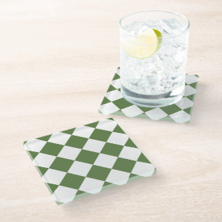 Posavasos De Vidrio Patrón de diamante verde oscuro