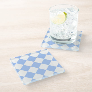 Posavasos De Vidrio Patrón de diamantes azul cielo