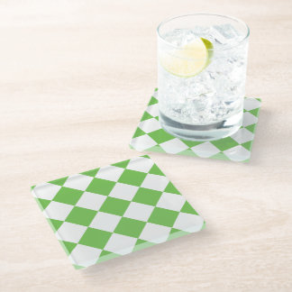 Posavasos De Vidrio Patrón de diamantes de Flash verde