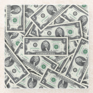 Posavasos De Vidrio Patrón de dinero de billete de $2