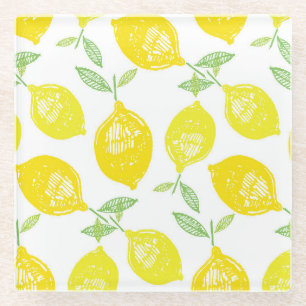Posavasos De Vidrio Patrón de Doodle de Fruta Tropical