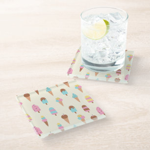 Posavasos De Vidrio Patrón de dulces de crema de hielo de Pastel Cute