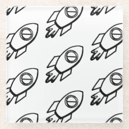 Posavasos De Vidrio Patrón de esbozo de cohete volante