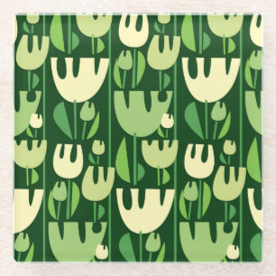 Posavasos De Vidrio Patrón de estilo escandinavo Tulips
