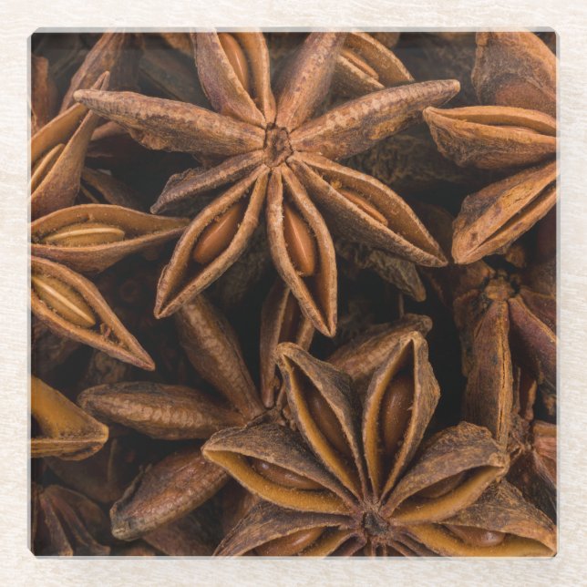 Posavasos De Vidrio Patrón de estrellas de anís (Anverso)