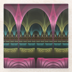 Posavasos De Vidrio Patrón de fantasía especial Resumen Fractal colori
