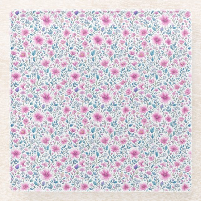 Posavasos De Vidrio patrón de flor (Anverso)