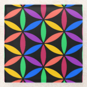 Posavasos De Vidrio Patrón de flor arco iris