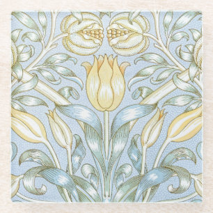 Posavasos De Vidrio Patrón de flor de lirio y granada de William Morri