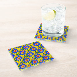 Posavasos De Vidrio Patrón de flores abstractas