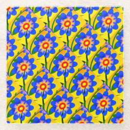 Posavasos De Vidrio Patrón de flores abstractas