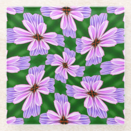 Posavasos De Vidrio Patrón de flores rosadas espumosas