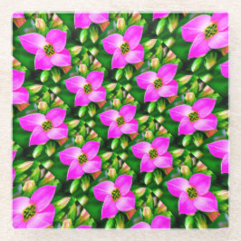 Posavasos De Vidrio Patrón de flores tropicales rosadas