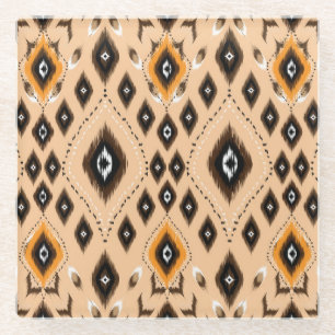Posavasos De Vidrio Patrón de folklore geométrico étnico Ikat