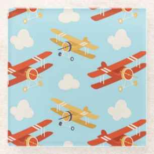 Posavasos De Vidrio Patrón de fondo de las nubes de los planos vintage