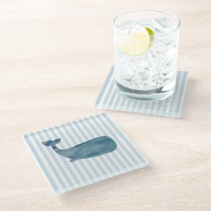 Posavasos De Vidrio Patrón de franja náutica de ballena