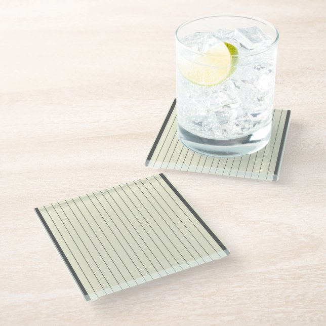 Posavasos De Vidrio Patrón de franja vertical beige negro (Angular)