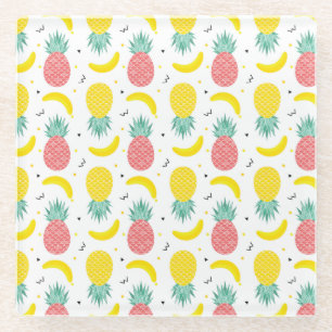 Posavasos De Vidrio Patrón de fruta tropical colorido