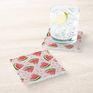 Posavasos De Vidrio Patrón de frutas de la sandía acuática