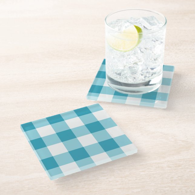 Posavasos De Vidrio Patrón de Gingham (Angular)