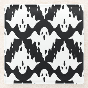 Posavasos De Vidrio Patrón de Halloween Ghost Spooky Seamless