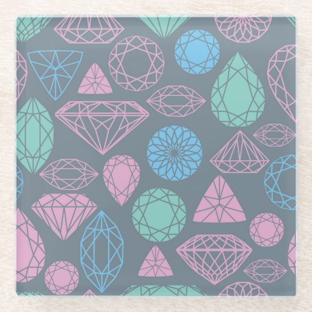 Posavasos De Vidrio Patrón de icono de Gemstone (Anverso)