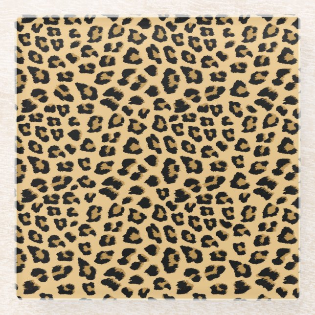 Posavasos De Vidrio Patrón de impresión de leopardo (Anverso)