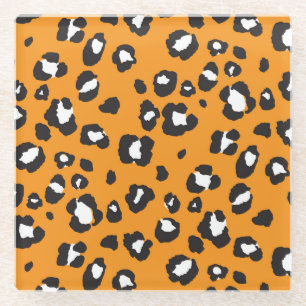 Posavasos De Vidrio Patrón de impresión de leopardo clásico