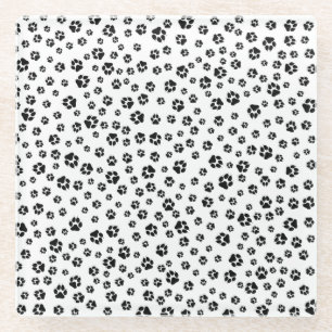 Posavasos De Vidrio Patrón de impresión de pintura blanca negra
