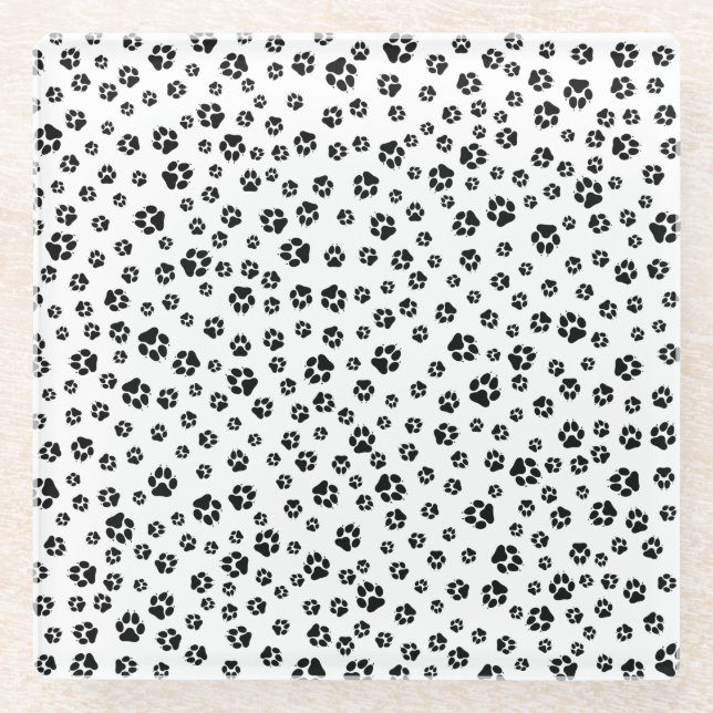 Posavasos De Vidrio Patrón de impresión de pintura blanca negra (Anverso)