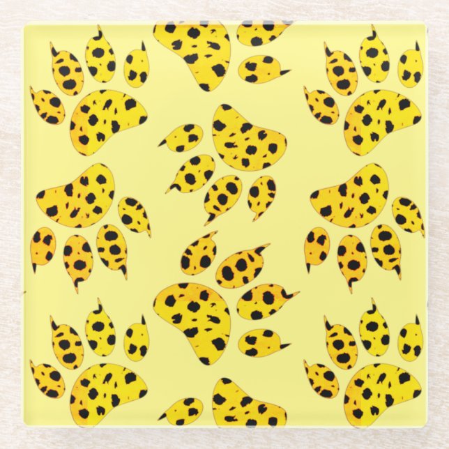 Posavasos De Vidrio Patrón de impresión de traza leopardo (Anverso)
