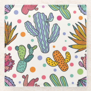 Posavasos De Vidrio Patrón de infiltración de cactus