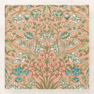 Posavasos De Vidrio Patrón de Jacinto de William Morris Rosa Polvorien