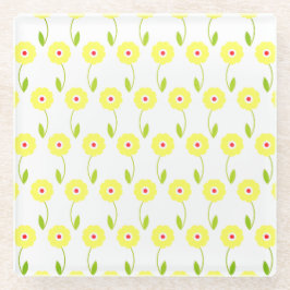 Posavasos De Vidrio Patrón de jardín de margaritas amarillo lindo país