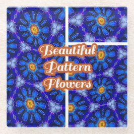 Posavasos De Vidrio Patrón de las flores azules abstractas