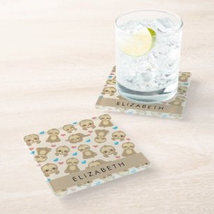 Posavasos De Vidrio Patrón De Lemas, Lemas Cutas, Corazones, Su Nombre