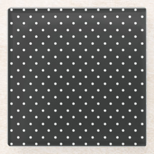 Posavasos De Vidrio Patrón de lunares negro y blanco continuo
