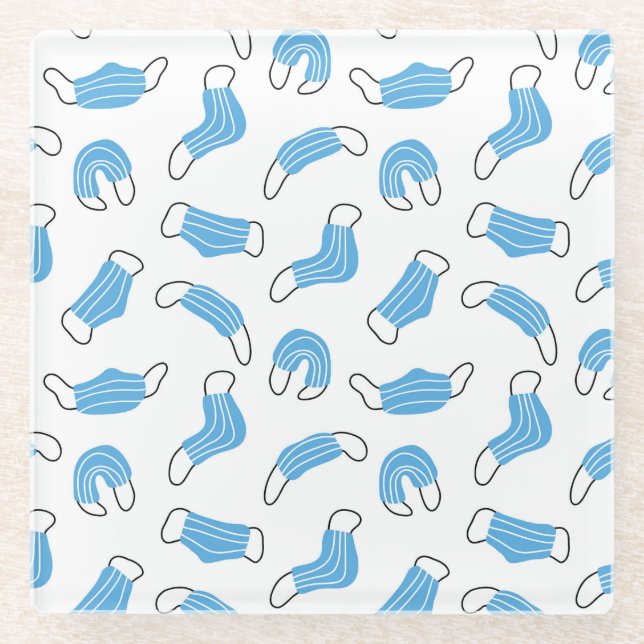 Posavasos De Vidrio Patrón de máscara médica (Anverso)