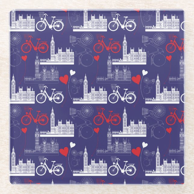 Posavasos De Vidrio Patrón de monumentos de Londres (Anverso)