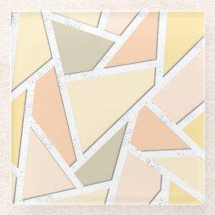 Posavasos De Vidrio Patrón de mosaico amarillo limón