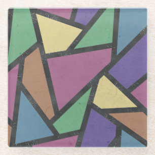 Posavasos De Vidrio Patrón de mosaico de colores de arcoiris silenciad