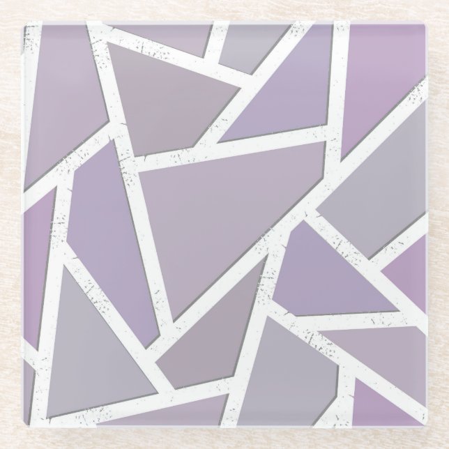 Posavasos De Vidrio Patrón de mosaico de lavanda (Anverso)