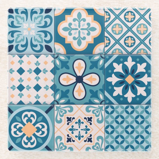 Posavasos De Vidrio Patrón de mosaico de Mandala (Anverso)